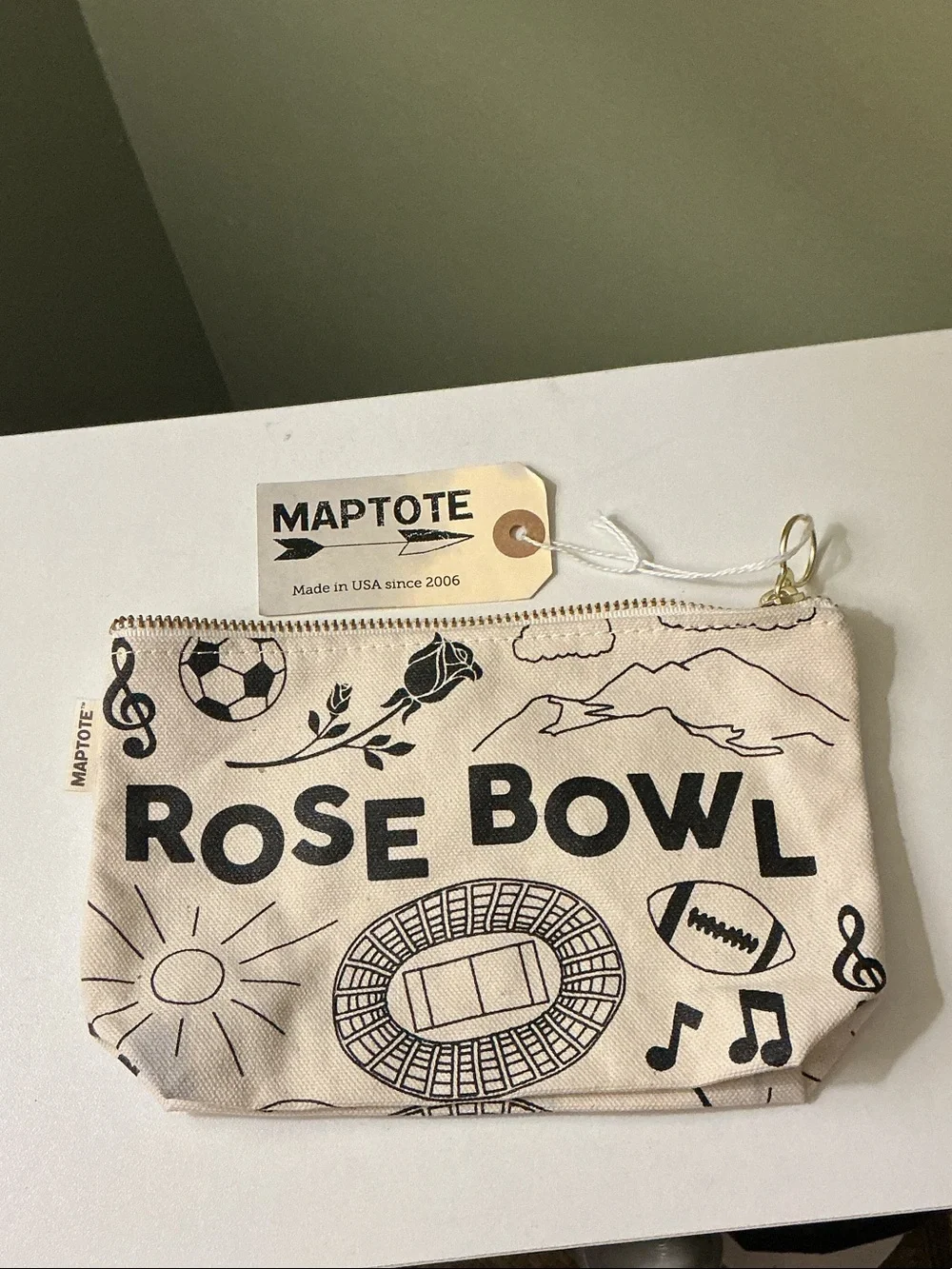 Maptote Rose Bowl Canvas Zip Pouch in Natural NWT Has a Small Spot See Pics